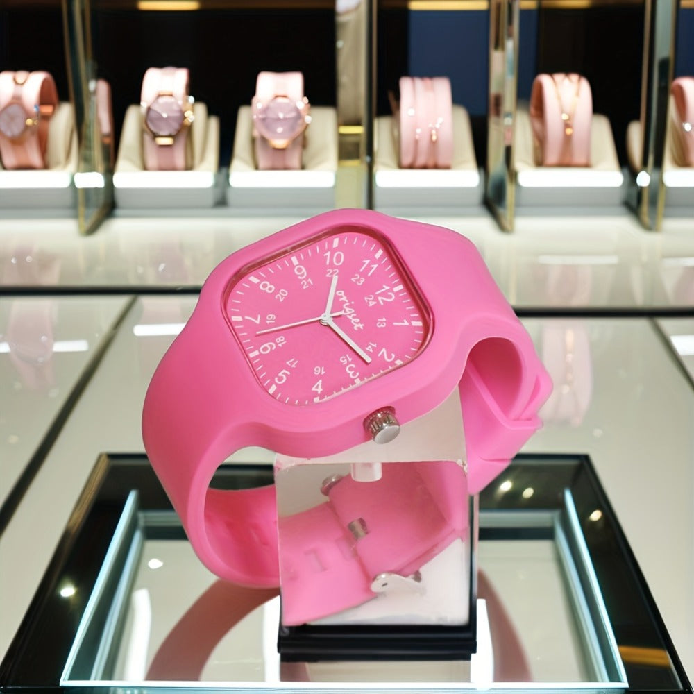 Women's Quartz Watch - Nurse for Hot Pink Origset Square Analog Wristwatch, 24-Hour Dial - product detail view 9