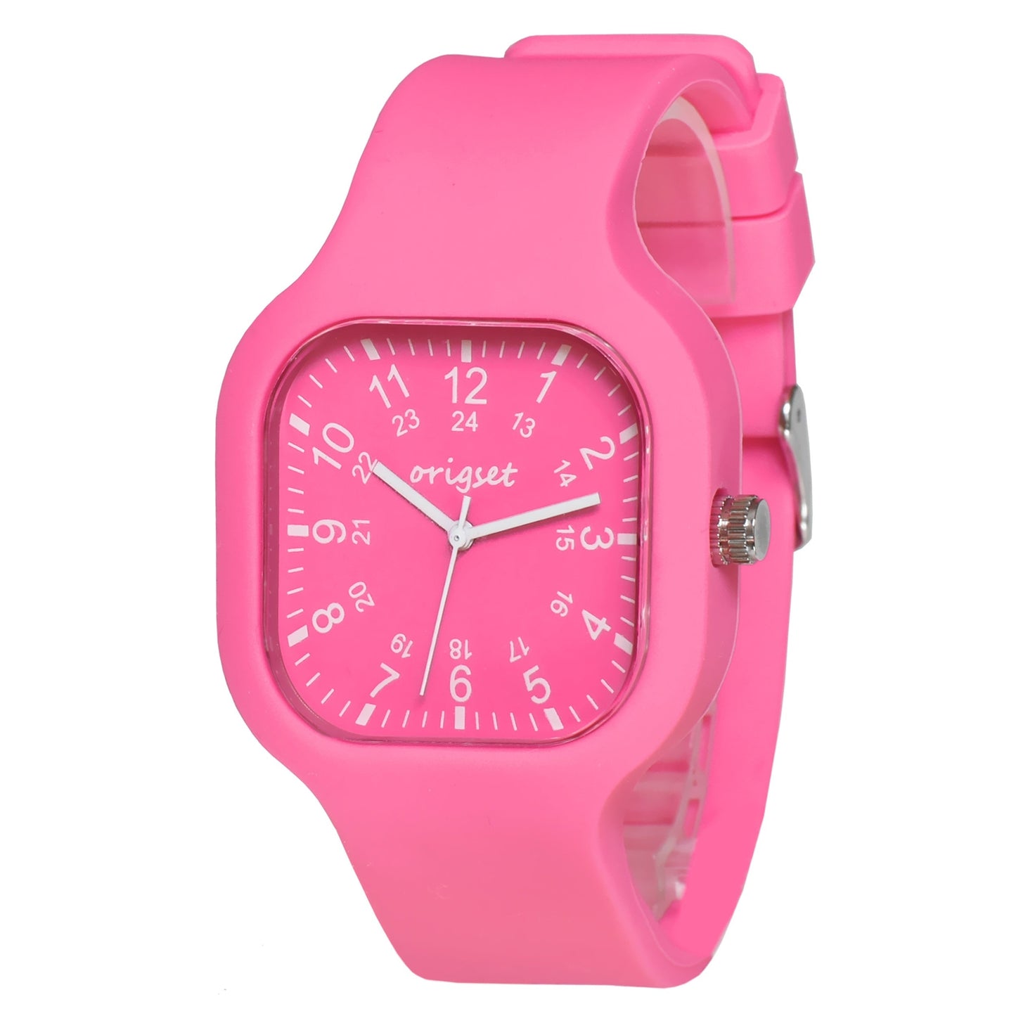 Women's Quartz Watch - Nurse for Hot Pink Origset Square Analog Wristwatch, 24-Hour Dial - product detail view 13