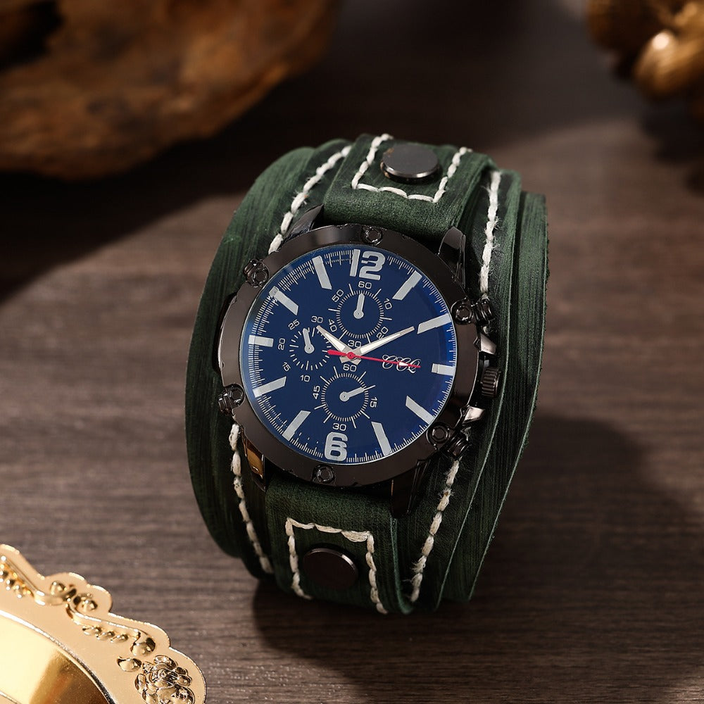 Men's Quartz Watch - PU Leather Bracelet Retro Wristwatch Unisex Women Hip Hop Casual Fashion - product detail view 11