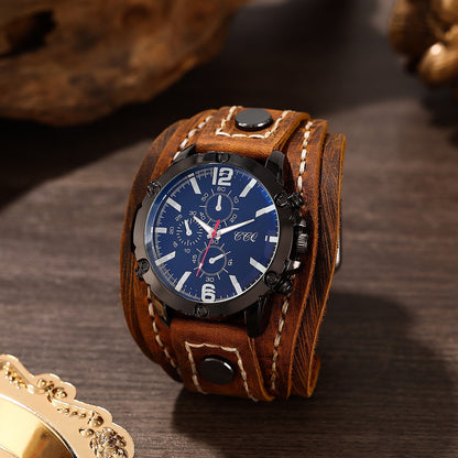 Men's Quartz Watch - PU Leather Bracelet Retro Wristwatch Unisex Women Hip Hop Casual Fashion - product detail view 21