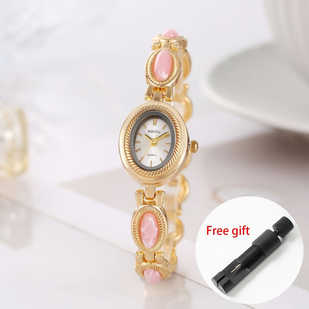 Women's Quartz Watch - Retro Bracelet for Light Luxury French Style Ladies Wristwatch with Band - product detail view 7