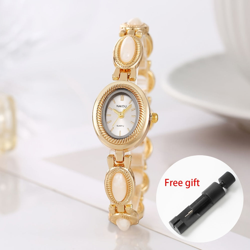 Women's Quartz Watch - Retro Bracelet for Light Luxury French Style Ladies Wristwatch with Band - product detail view 11