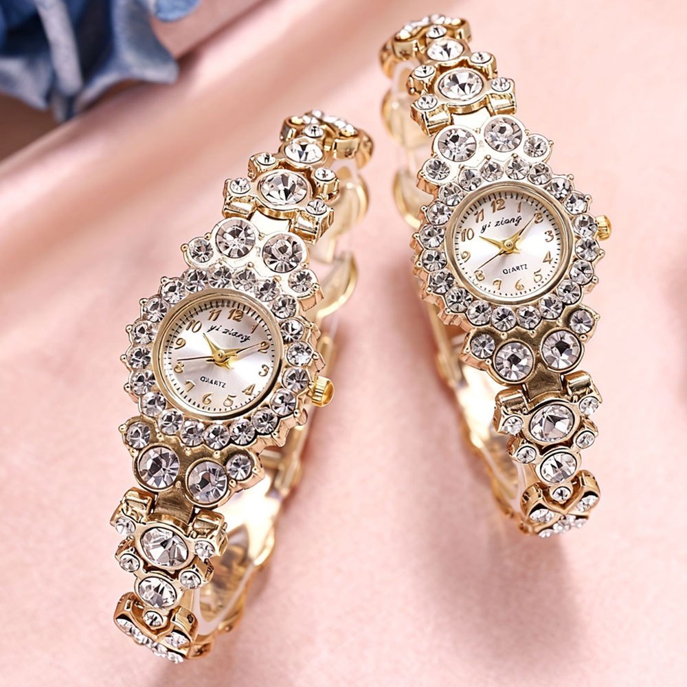 Women's Quartz Watch - Rhinestone Bracelet Set of 2 - Luxury Glitter Wristwatch for , Elegant - product detail view 10
