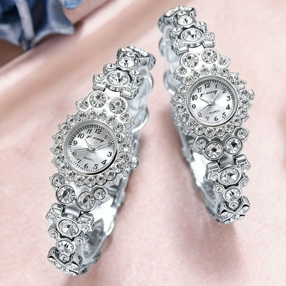 Women's Quartz Watch - Rhinestone Bracelet Set of 2 - Luxury Glitter Wristwatch for , Elegant - product detail view 11