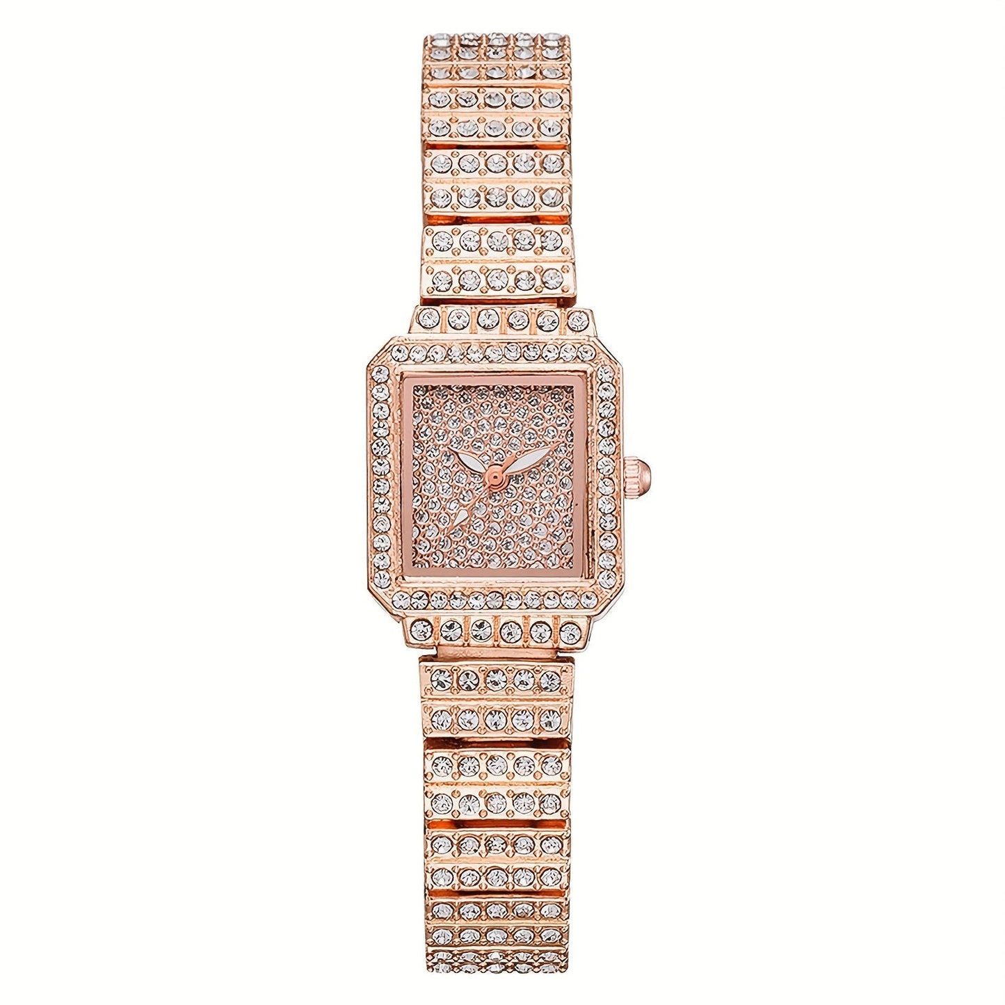 Women's Quartz Watch - Rhinestone for Square Dial Bling Luxury Analog Dress Wristwatch Sparkling - product detail view 11