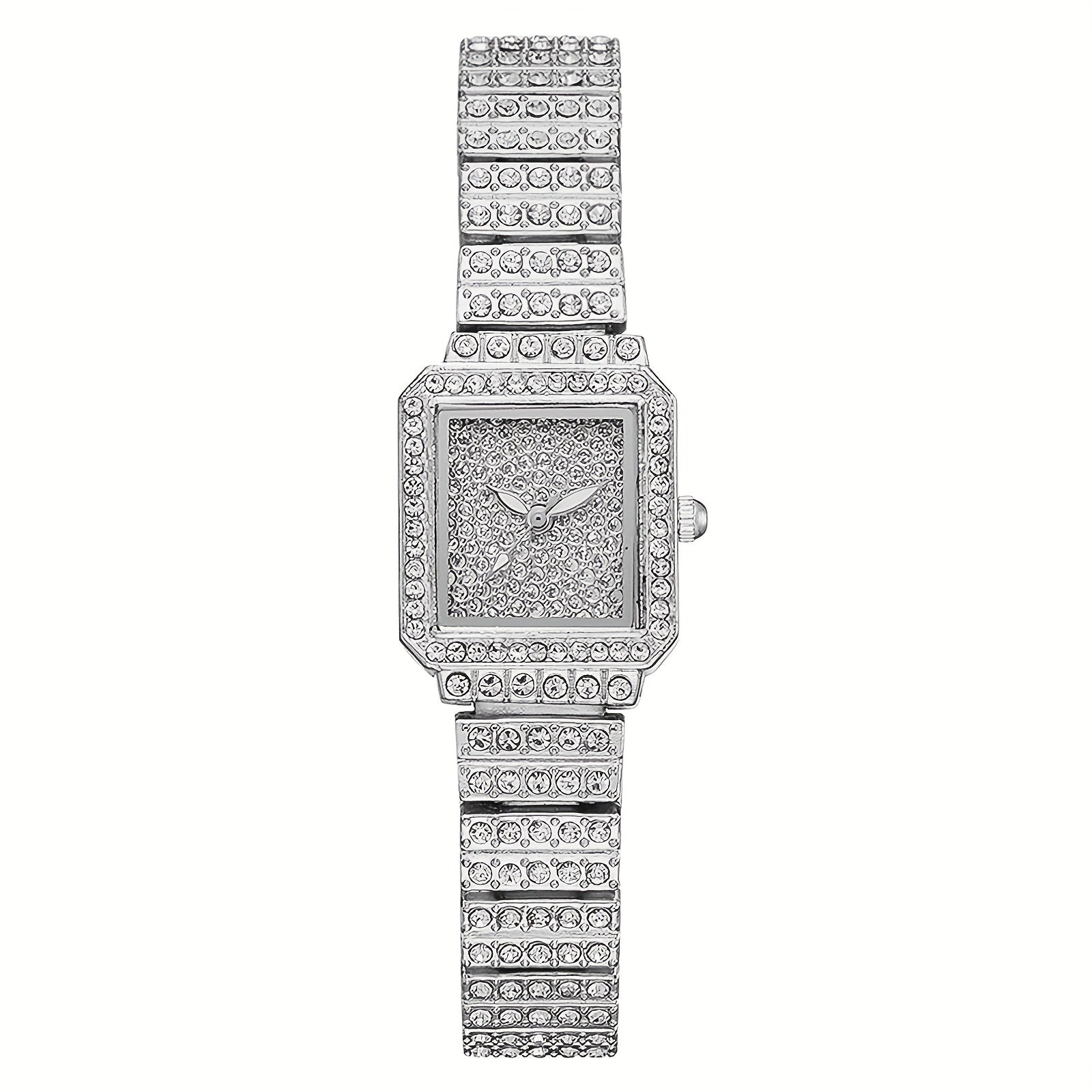 Women's Quartz Watch - Rhinestone for Square Dial Bling Luxury Analog Dress Wristwatch Sparkling - product detail view 12