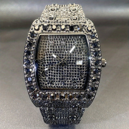 Men's Quartz Watch - Rhinestone for Women Tonneau Barrel Shaped Iced Out Luxury Analog - product detail view 5