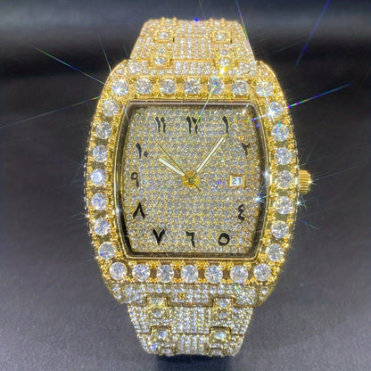 Men's Quartz Watch - Rhinestone for Women Tonneau Barrel Shaped Iced Out Luxury Analog - product detail view 7