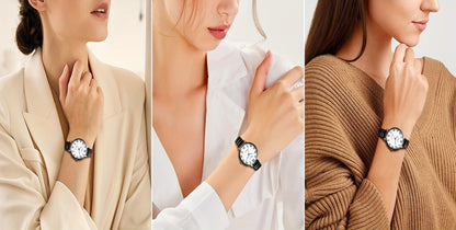 Women's Quartz Watch - 's Analog with Stretch Band - Round Case Large Arabic Numeral Dial - product detail view 16