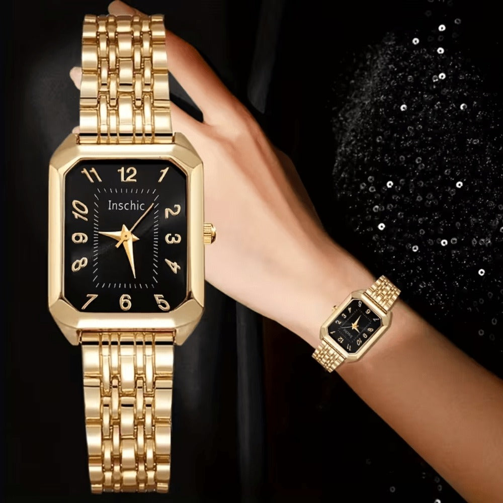 Women's Quartz Watch - 's & Bangle Set 2pcs Vintage Rectangular Dial with Trendy Open Bangle - product detail view 7