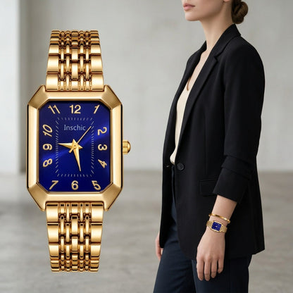 Women's Quartz Watch - 's & Bangle Set 2pcs Vintage Rectangular Dial with Trendy Open Bangle - product detail view 9
