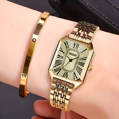 Women's Quartz Watch - 's & Bangle Set 2pcs Vintage Rectangular Dial with Trendy Open Bangle - product detail view 20