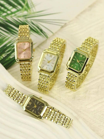 Women's Quartz Watch - 's & Bangle Set 2pcs Vintage Rectangular Dial with Trendy Open Bangle - product detail view 21