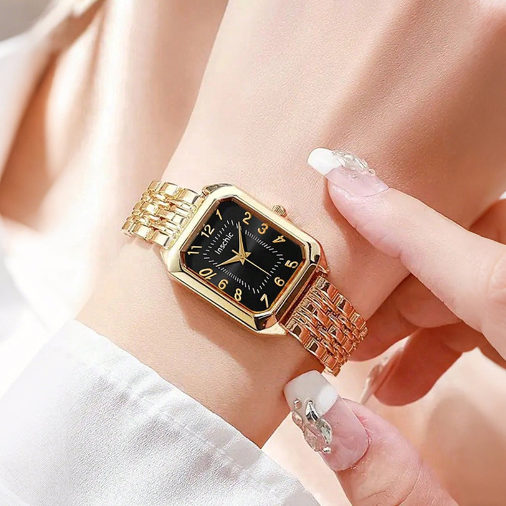 Women's Quartz Watch - 's & Bangle Set 2pcs Vintage Rectangular Dial with Trendy Open Bangle - product detail view 28