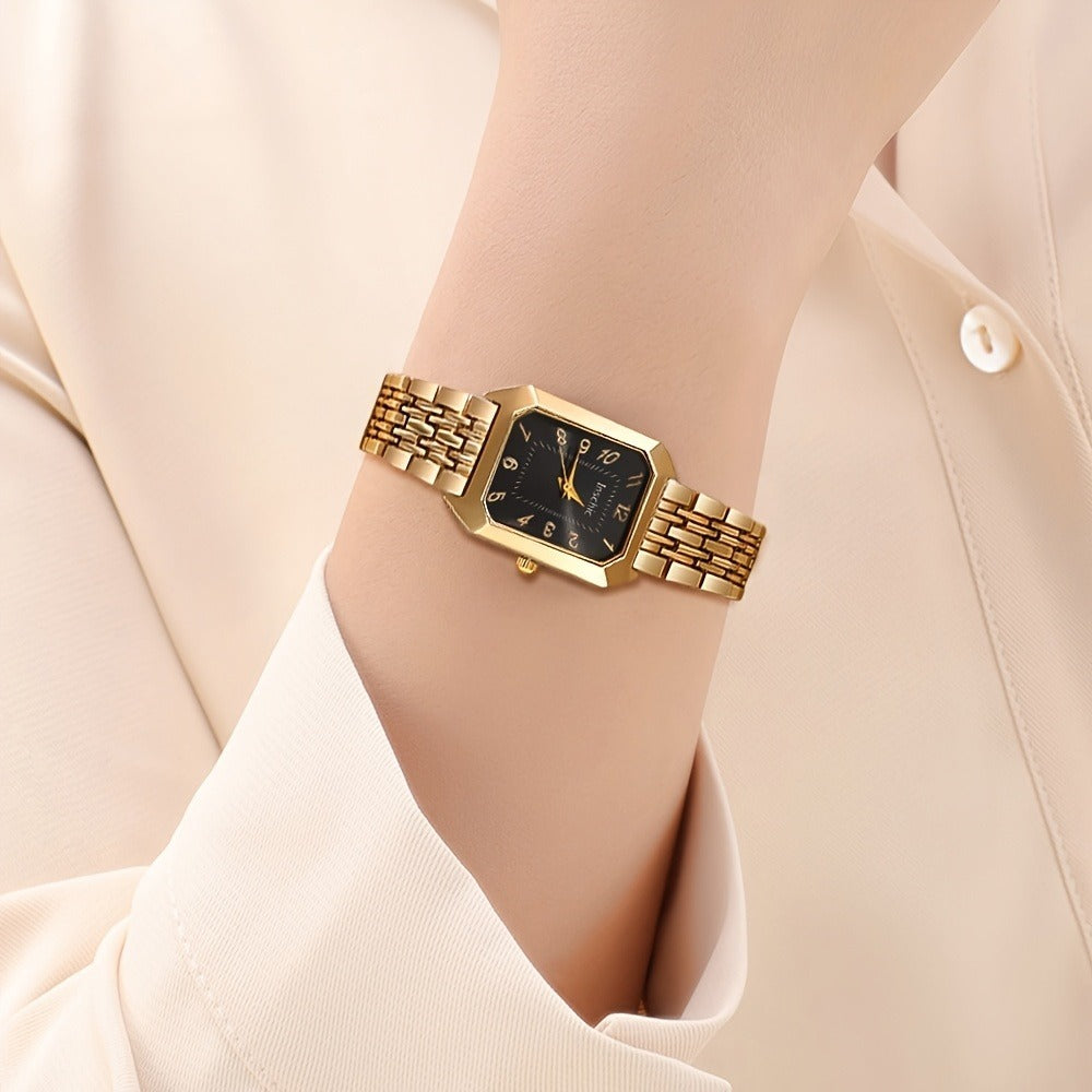 Women's Quartz Watch - 's & Bangle Set 2pcs Vintage Rectangular Dial with Trendy Open Bangle - product detail view 29