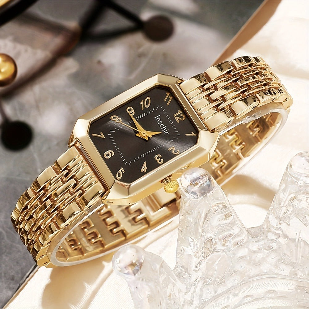 Women's Quartz Watch - 's & Bangle Set 2pcs Vintage Rectangular Dial with Trendy Open Bangle - product detail view 31
