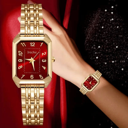 Women's Quartz Watch - 's & Bangle Set 2pcs Vintage Rectangular Dial with Trendy Open Bangle - product detail view 33