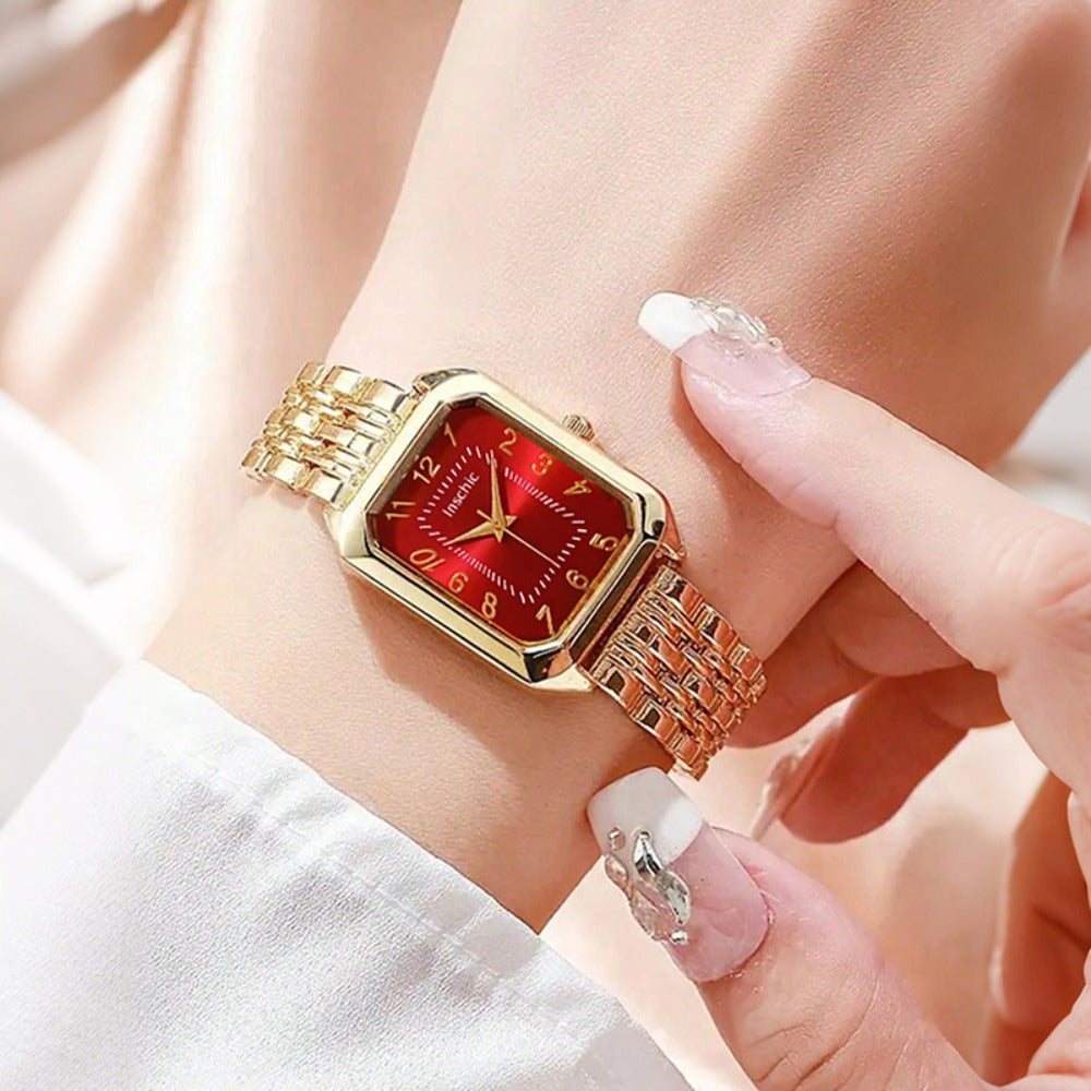 Women's Quartz Watch - 's & Bangle Set 2pcs Vintage Rectangular Dial with Trendy Open Bangle - product detail view 34
