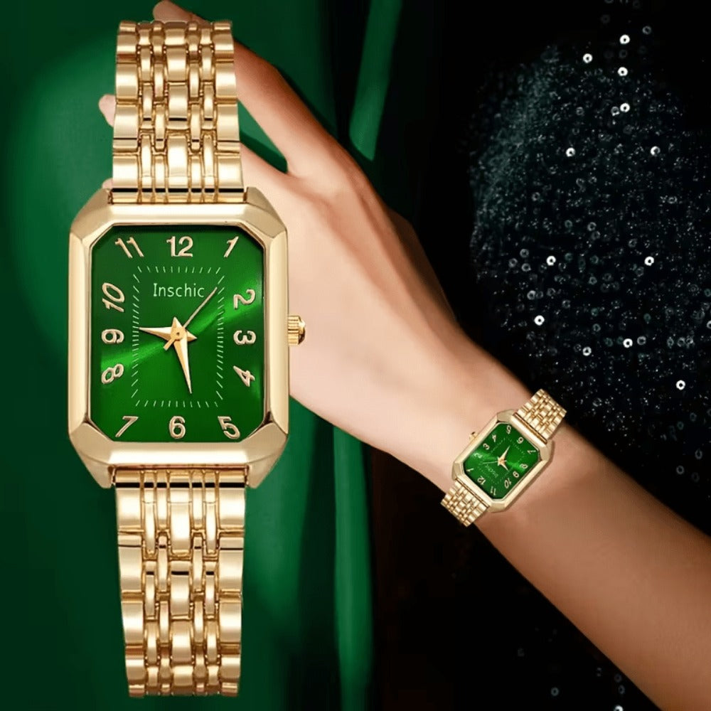 Women's Quartz Watch - 's & Bangle Set 2pcs Vintage Rectangular Dial with Trendy Open Bangle - product detail view 36