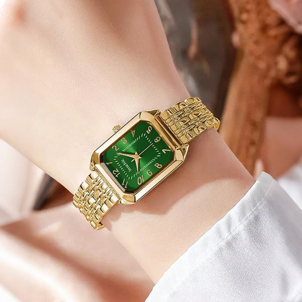 Women's Quartz Watch - 's & Bangle Set 2pcs Vintage Rectangular Dial with Trendy Open Bangle - product detail view 37