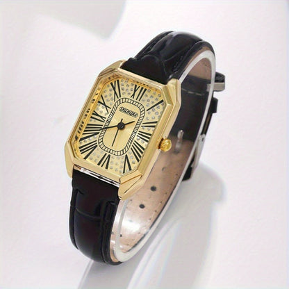 Women's Quartz Watch - 's & Bangle Set 2pcs Vintage Rectangular Dial with Trendy Open Bangle - product detail view 44