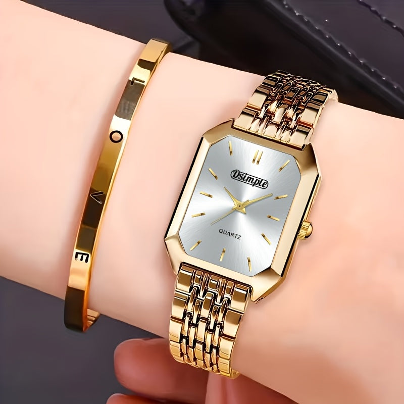 Women's Quartz Watch - 's & Bangle Set 2pcs Vintage Rectangular Dial with Trendy Open Bangle - product detail view 60