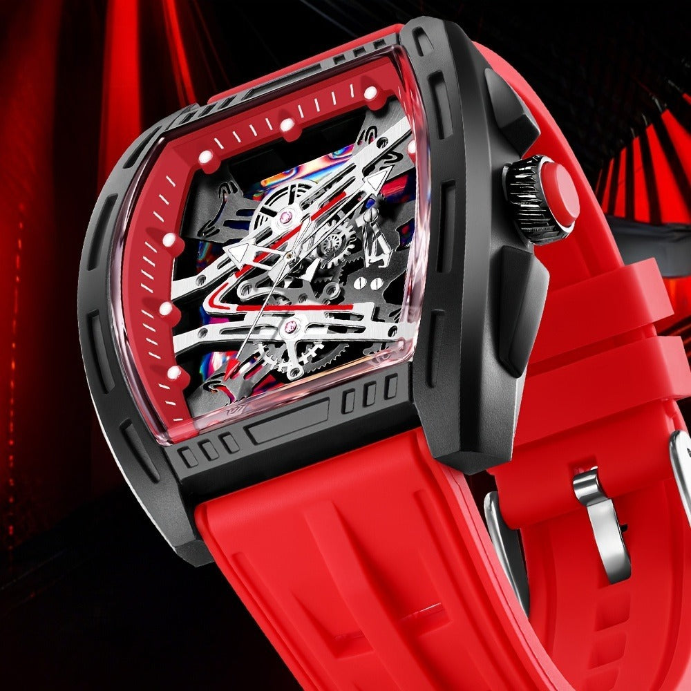 Men's Quartz Watch - 's Barrel Shape Luxury Retro Style Silicone Strap Wristwatch, Fashion - product detail view 20