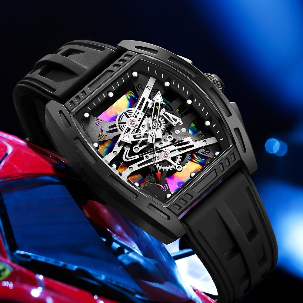 Men's Quartz Watch - 's Barrel Shape Luxury Retro Style Silicone Strap Wristwatch, Fashion - product detail view 31
