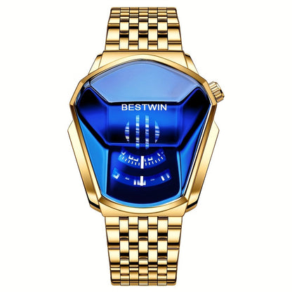 Men's Quartz Watch - 's Blue Rhinestone Dial Steel Band Business Dress for Fashion Analog - product detail view 3