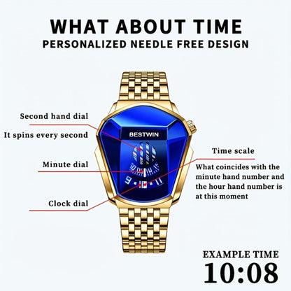 Men's Quartz Watch - 's Blue Rhinestone Dial Steel Band Business Dress for Fashion Analog - product detail view 7
