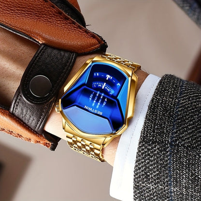 Men's Quartz Watch - 's Blue Rhinestone Dial Steel Band Business Dress for Fashion Analog - product detail view 8