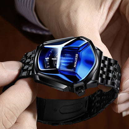 Men's Quartz Watch - 's Blue Rhinestone Dial Steel Band Business Dress for Fashion Analog - product detail view 10