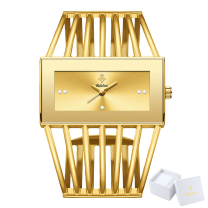 Women's Quartz Watch - 's Bracelet Elastic Openwork Band Square Dial Rhinestone Accents Elegant - product detail view 18