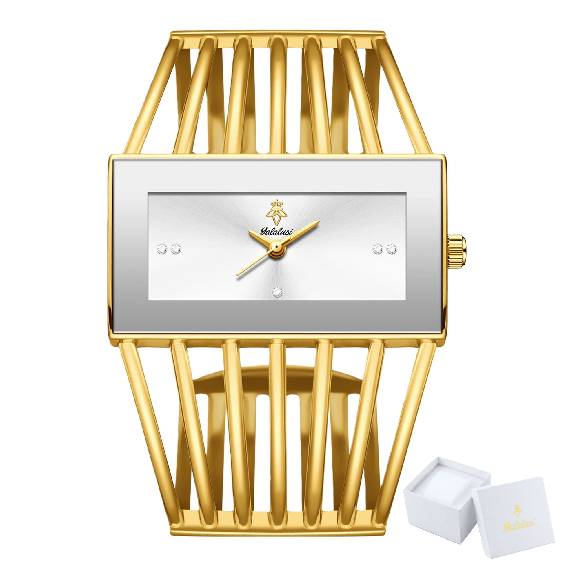 Women's Quartz Watch - 's Bracelet Elastic Openwork Band Square Dial Rhinestone Accents Elegant - product detail view 19