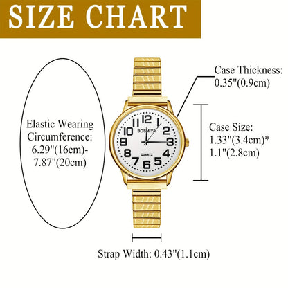 Women's Quartz Watch - 's Elastic Stretch Expandable Strap Round Case Large Arabic Numeral Dial - product detail view 5