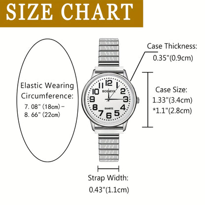 Women's Quartz Watch - 's Elastic Stretch Expandable Strap Round Case Large Arabic Numeral Dial - product detail view 23