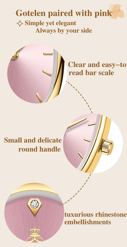 Women's Quartz Watch - 's Elegant Oval Dial Leaf Pattern Bracelet Strap with Gift Box, Stylish - product detail view 19
