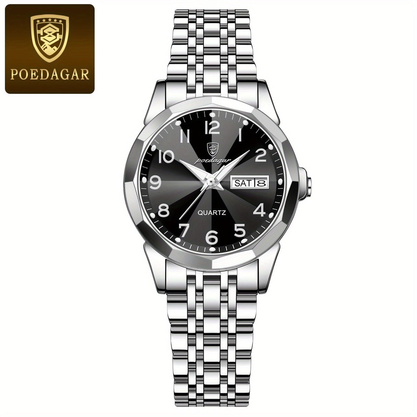 Women's Quartz Watch - 's Fashion POEDAGAR Stainless Steel Band Date Display 3ATM Waterproof - product detail view 13
