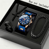 blue watch +Jewelry set