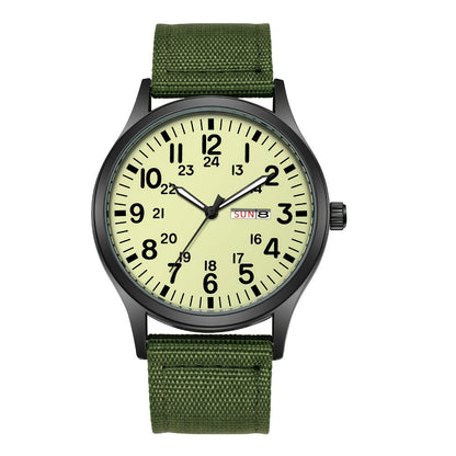 Men's Quartz Watch - 's Outdoor Sport Nylon Strap, Luminous Dial, 24H Scale & Date Calendar - product detail view 19