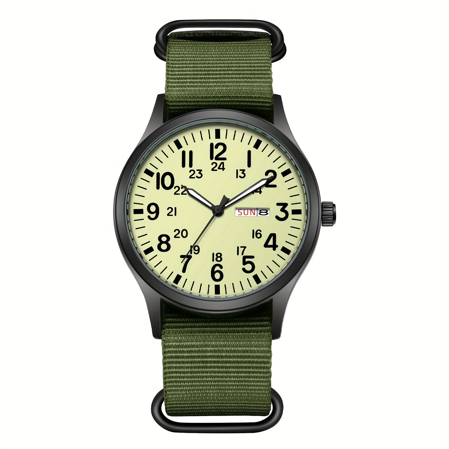 Men's Quartz Watch - 's Outdoor Sport Nylon Strap, Luminous Dial, 24H Scale & Date Calendar - product detail view 31