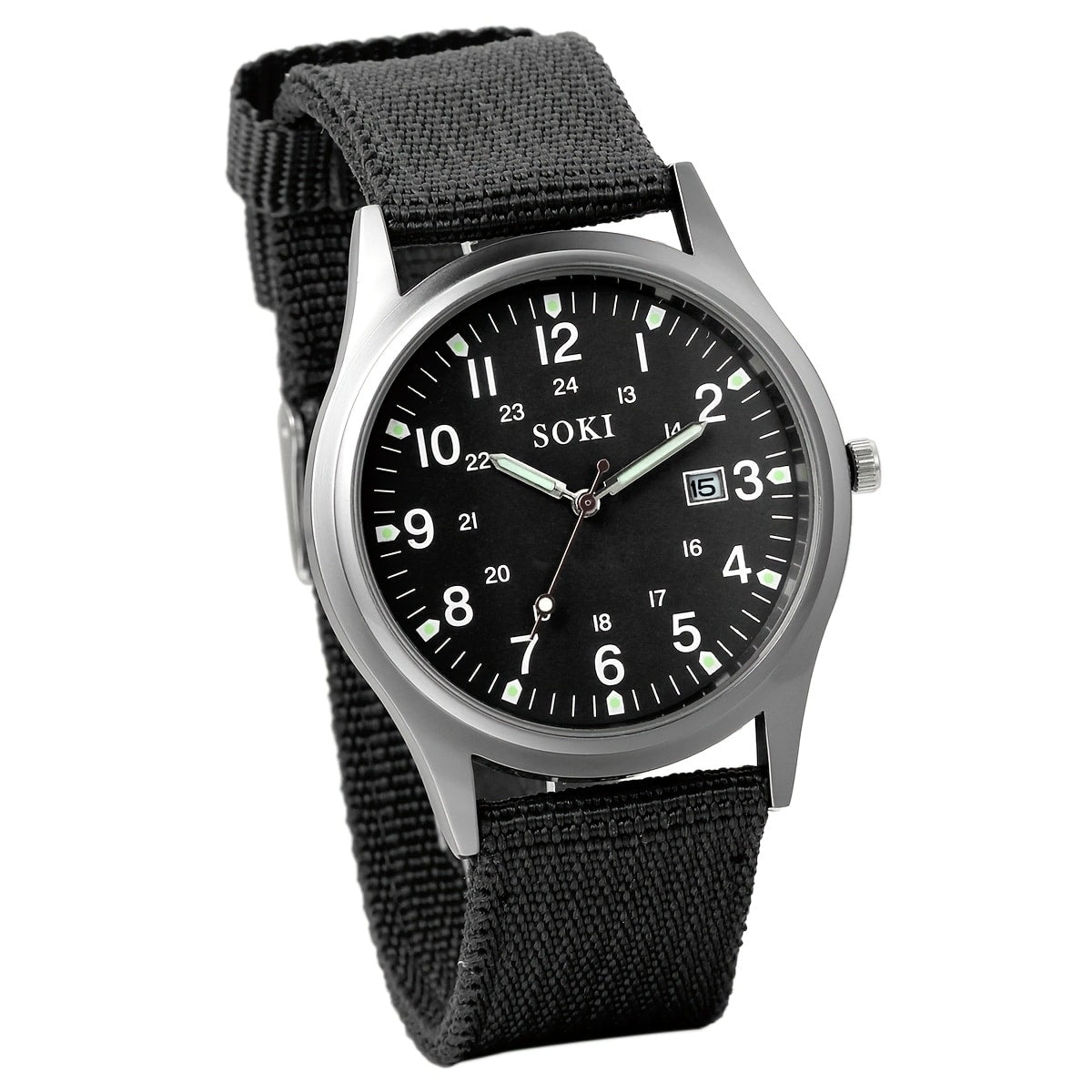 Men's Quartz Watch - 's Outdoor Sport Nylon Strap, Luminous Dial, 24H Scale & Date Calendar - product detail view 35