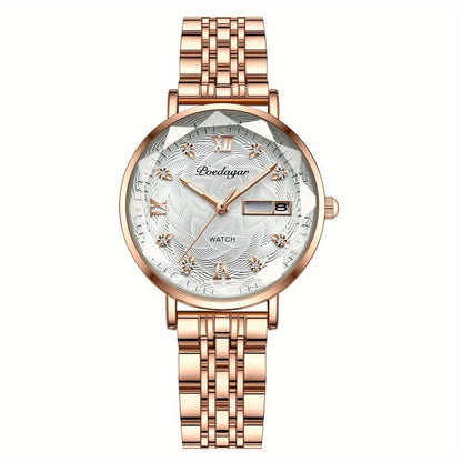 Women's Quartz Watch - 's Rhinestone POEDAGAR Rose Gold Luxury Dress with Luminous Dial - product detail view 3