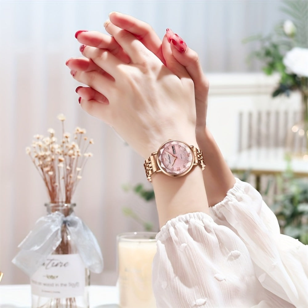 Women's Quartz Watch - 's Rhinestone POEDAGAR Rose Gold Luxury Dress with Luminous Dial - product detail view 11