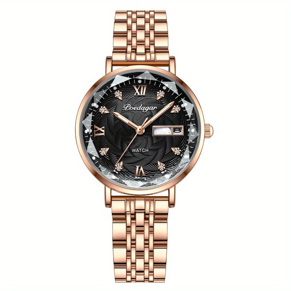 Women's Quartz Watch - 's Rhinestone POEDAGAR Rose Gold Luxury Dress with Luminous Dial - product detail view 18