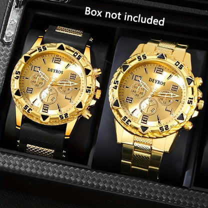 Men's Quartz Watch - 's Set of 2 | Stainless Steel Case, Silicone Strap, Business Casual - product detail view 12