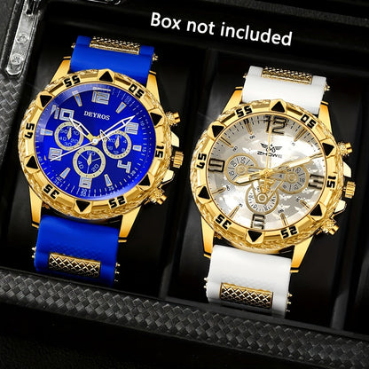Men's Quartz Watch - 's Sports Set of 2 Large Dial Silicone Strap Wristwatch for , Casual - product detail view 5