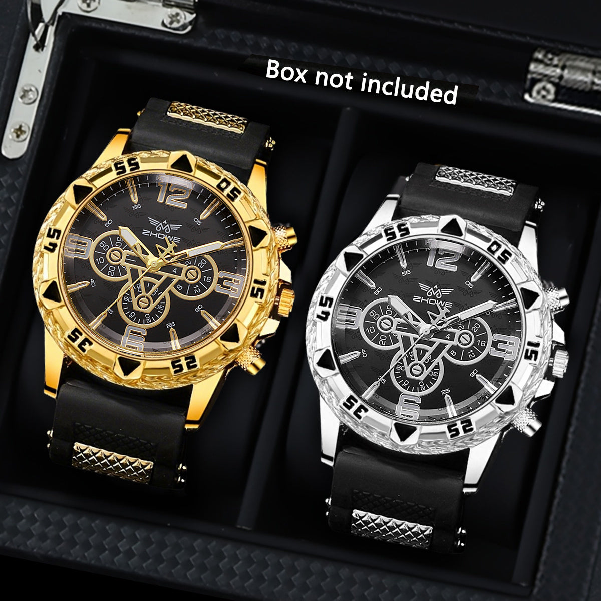 Men's Quartz Watch - 's Sports Set of 2 Large Dial Silicone Strap Wristwatch for , Casual - product detail view 13
