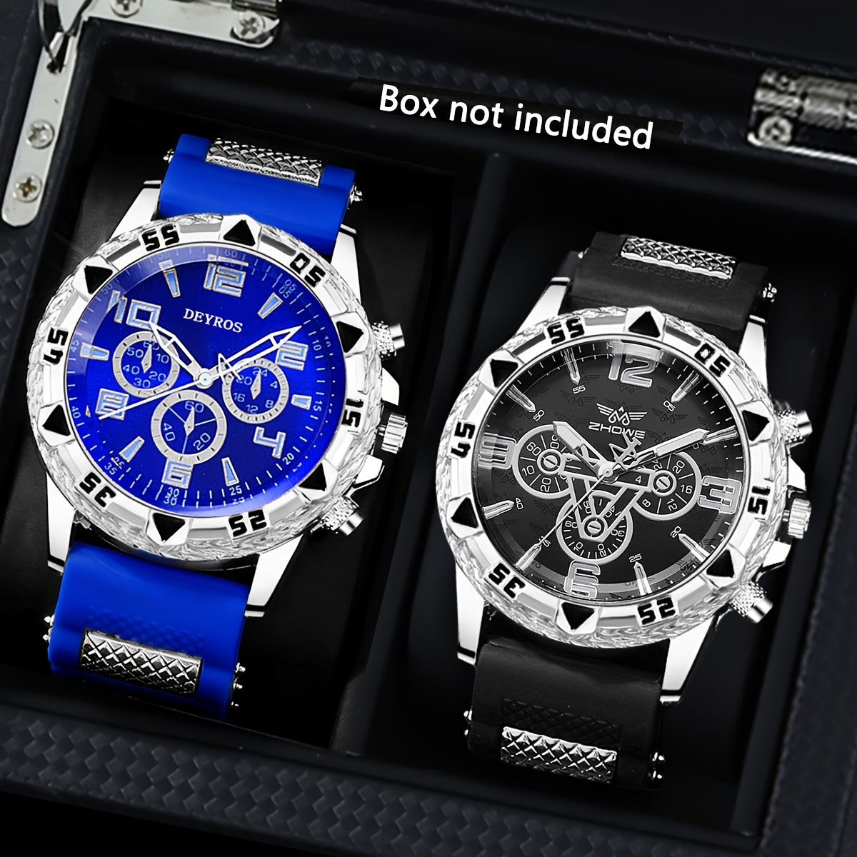 Men's Quartz Watch - 's Sports Set of 2 Large Dial Silicone Strap Wristwatch for , Casual - product detail view 15