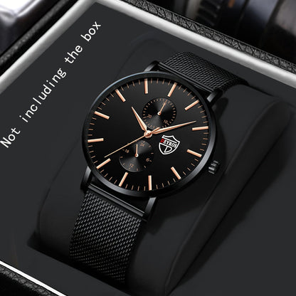 Men's Quartz Watch - 's with Stainless Steel Mesh Band | Chronograph, Date & Day Display - product detail view 11